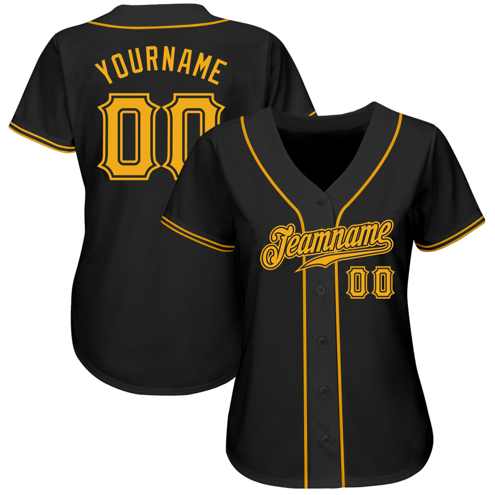 Custom Black Gold Authentic Baseball Jersey - Image 3