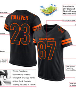 Alternative view of Custom Black Black-Orange Mesh Authentic Football Jersey