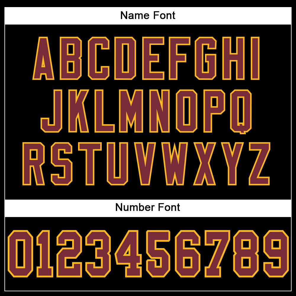 Custom Black Burgundy-Gold Mesh Authentic Football Jersey - Image 4