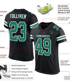 Alternative view of Custom Black Kelly Green-White Mesh Authentic Football Jersey