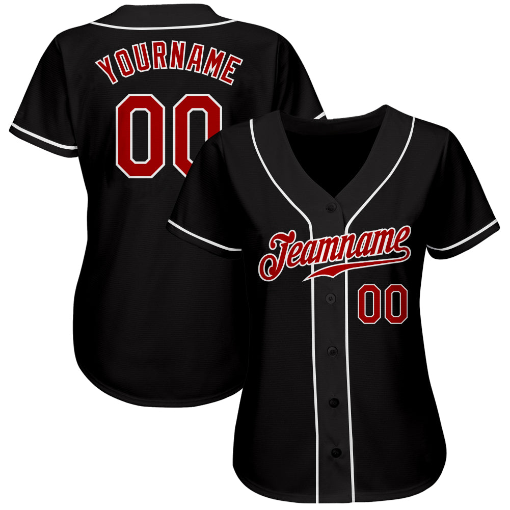 Custom Black Red-White Authentic Baseball Jersey - Image 3