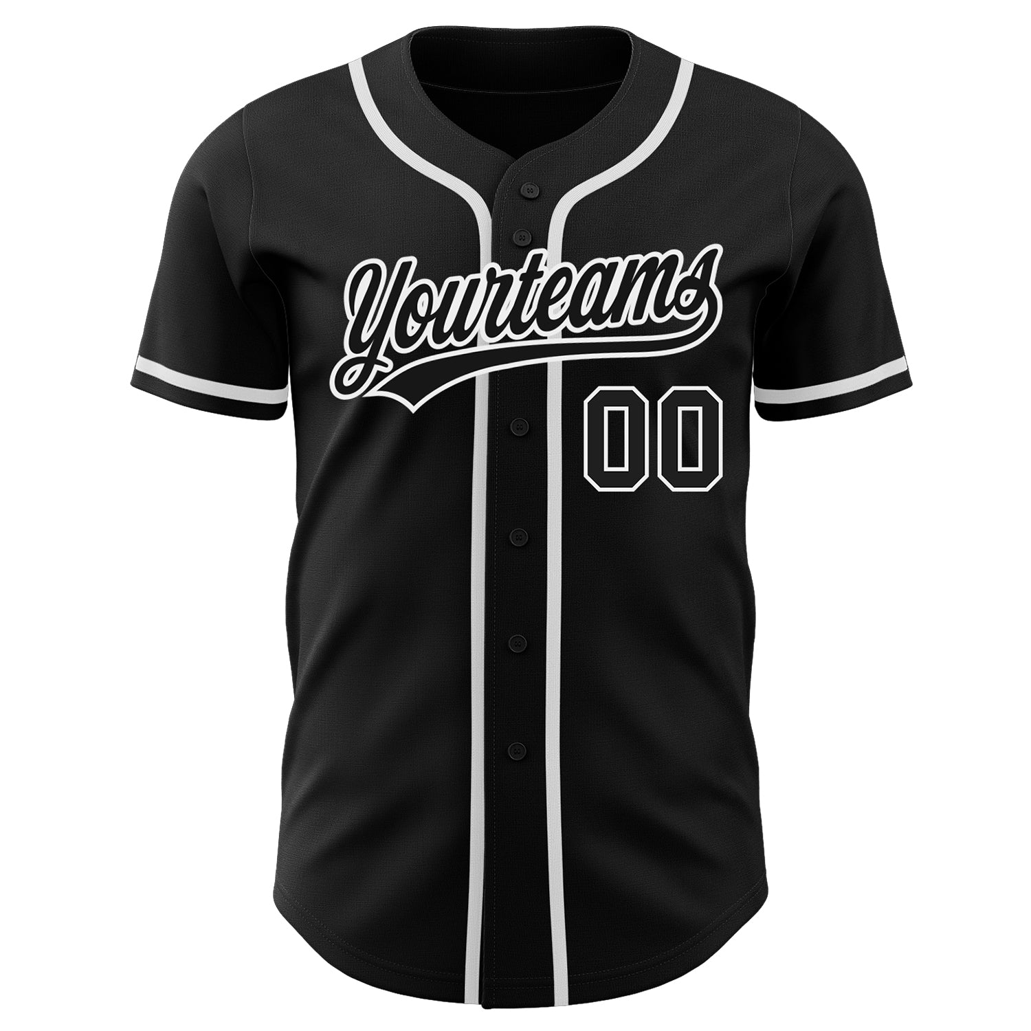 Custom Black Black-White Authentic Baseball Jersey - Image 3
