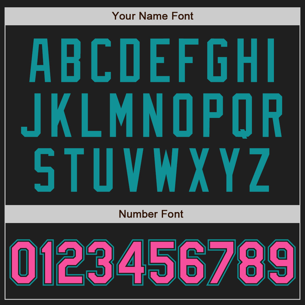 Custom Black Pink-Teal Authentic Baseball Jersey - Image 8