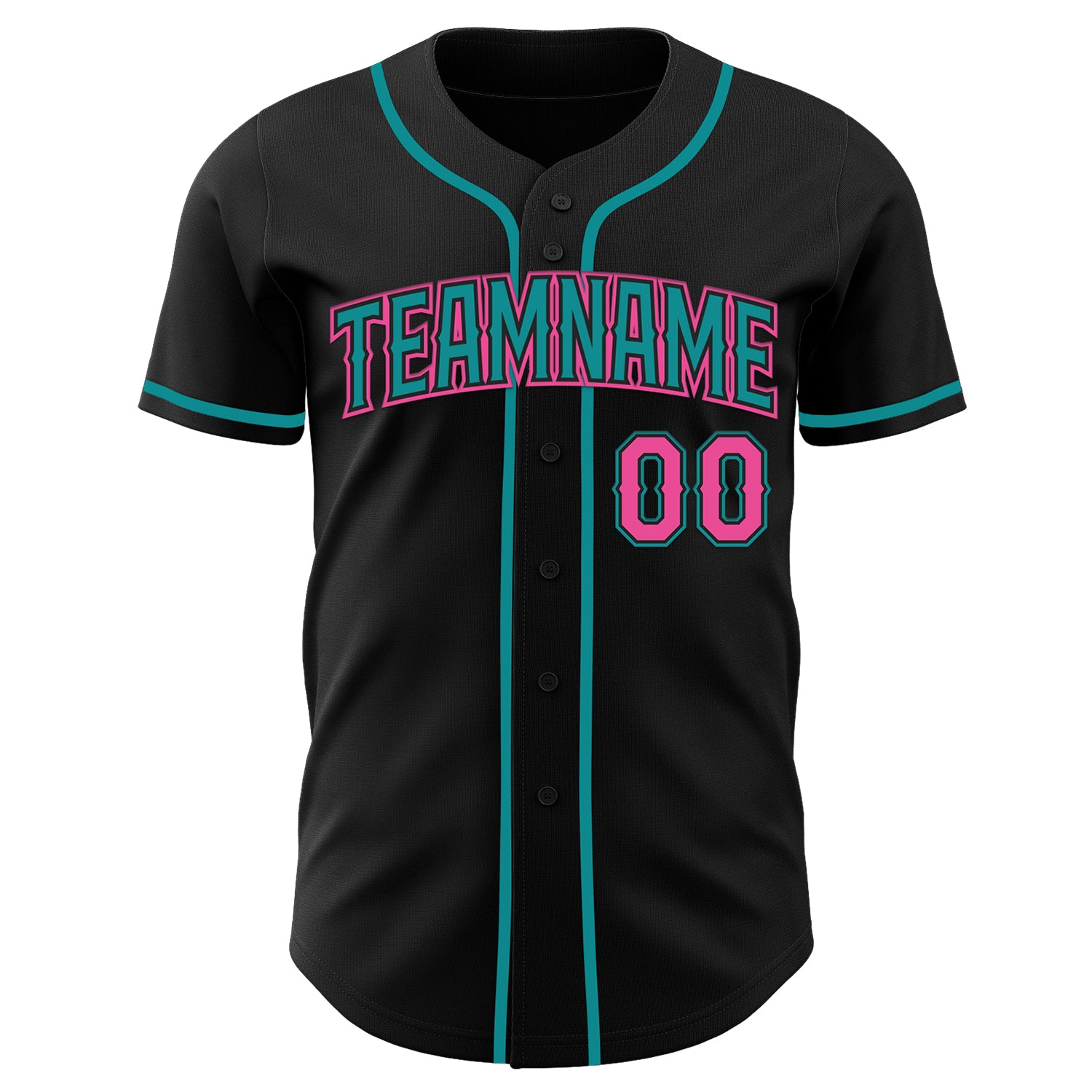 Custom Black Pink-Teal Authentic Baseball Jersey - Image 21