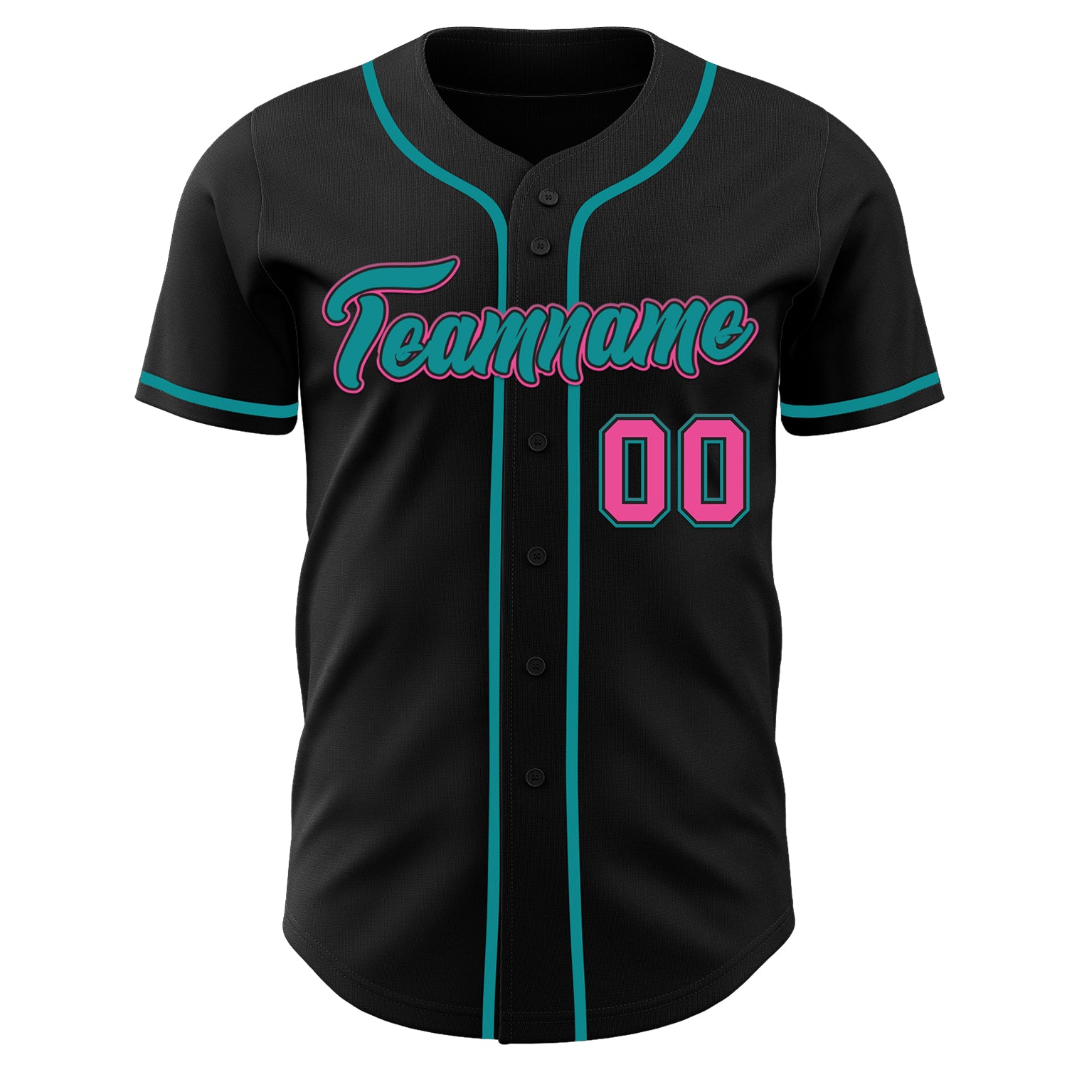Custom Black Pink-Teal Authentic Baseball Jersey - Image 29