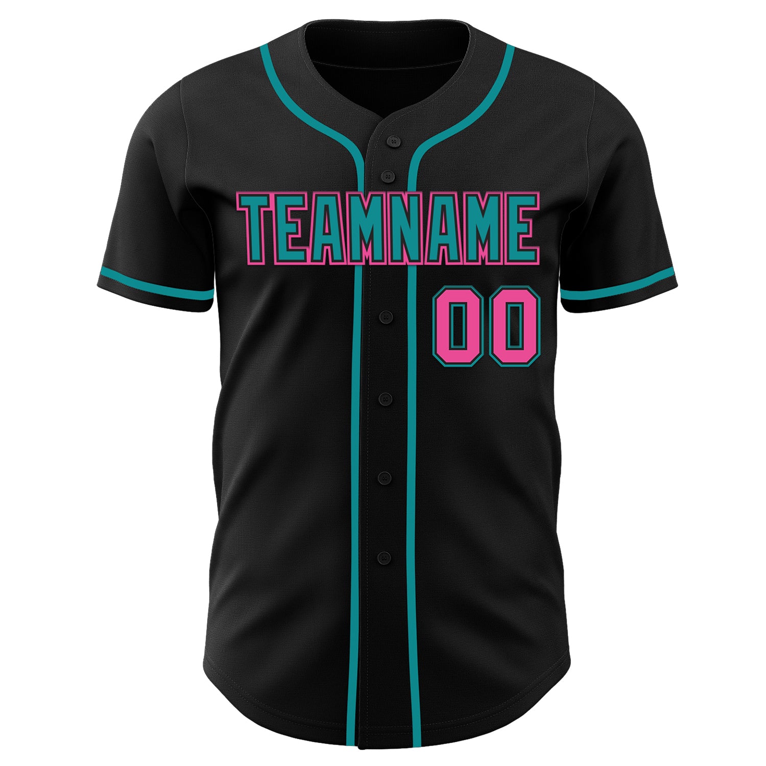 Custom Black Pink-Teal Authentic Baseball Jersey - Image 45