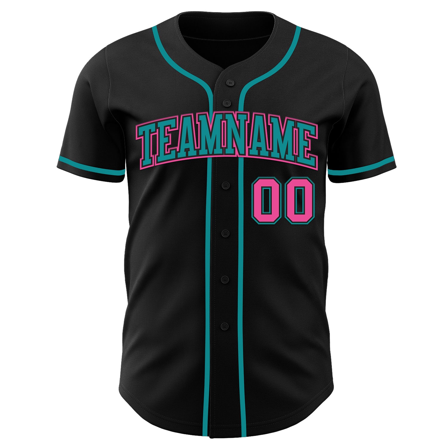 Custom Black Pink-Teal Authentic Baseball Jersey - Image 61