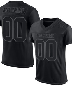 Custom Black Steel Gray Mesh Authentic Football Jersey