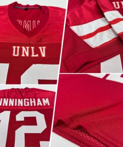 Alternative view of Custom Red White Mesh Authentic Football Jersey