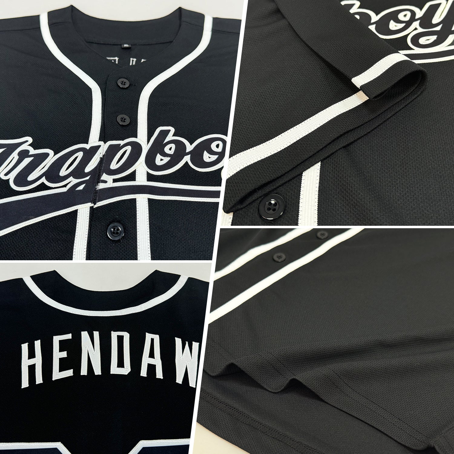 Custom Black Black-White Authentic Baseball Jersey - Image 2