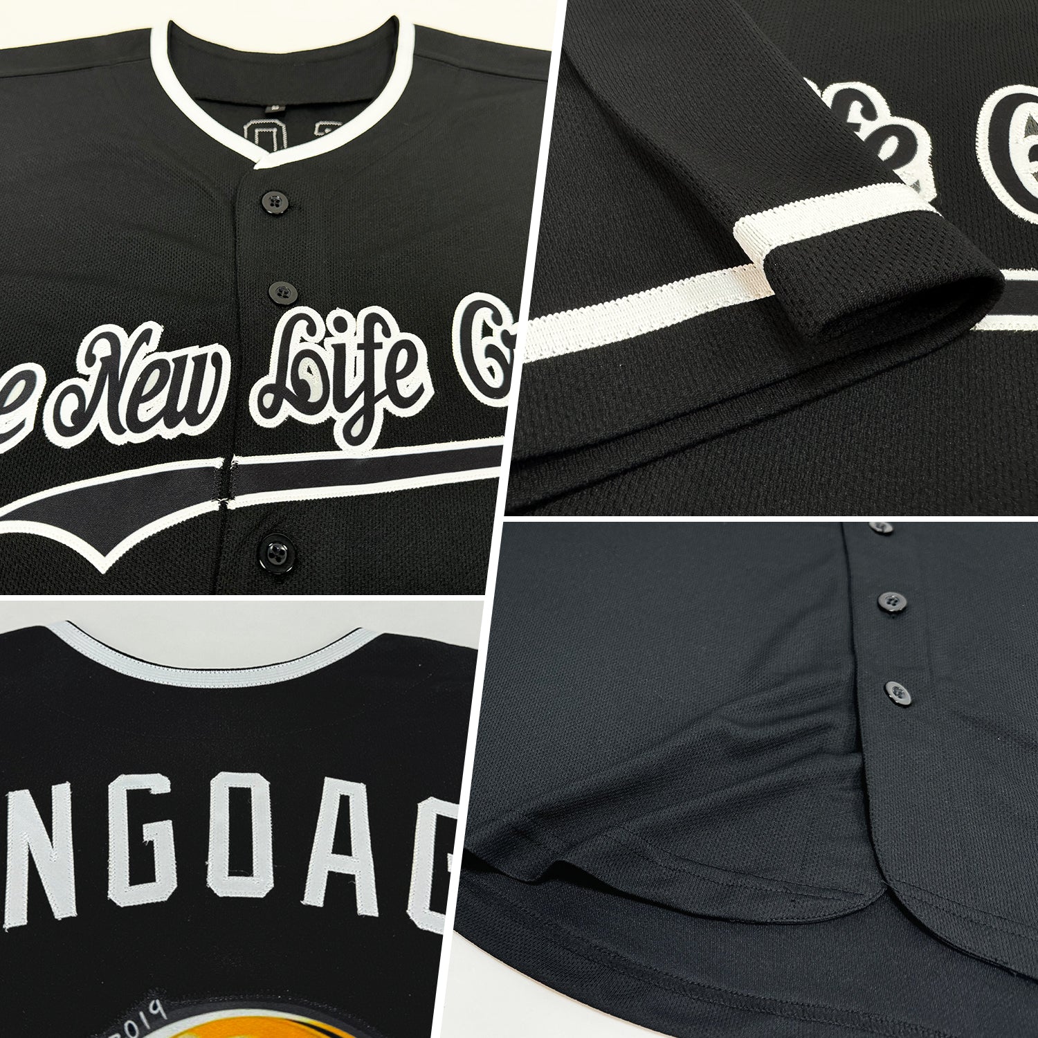 Custom Black White Authentic Baseball Jersey - Image 2