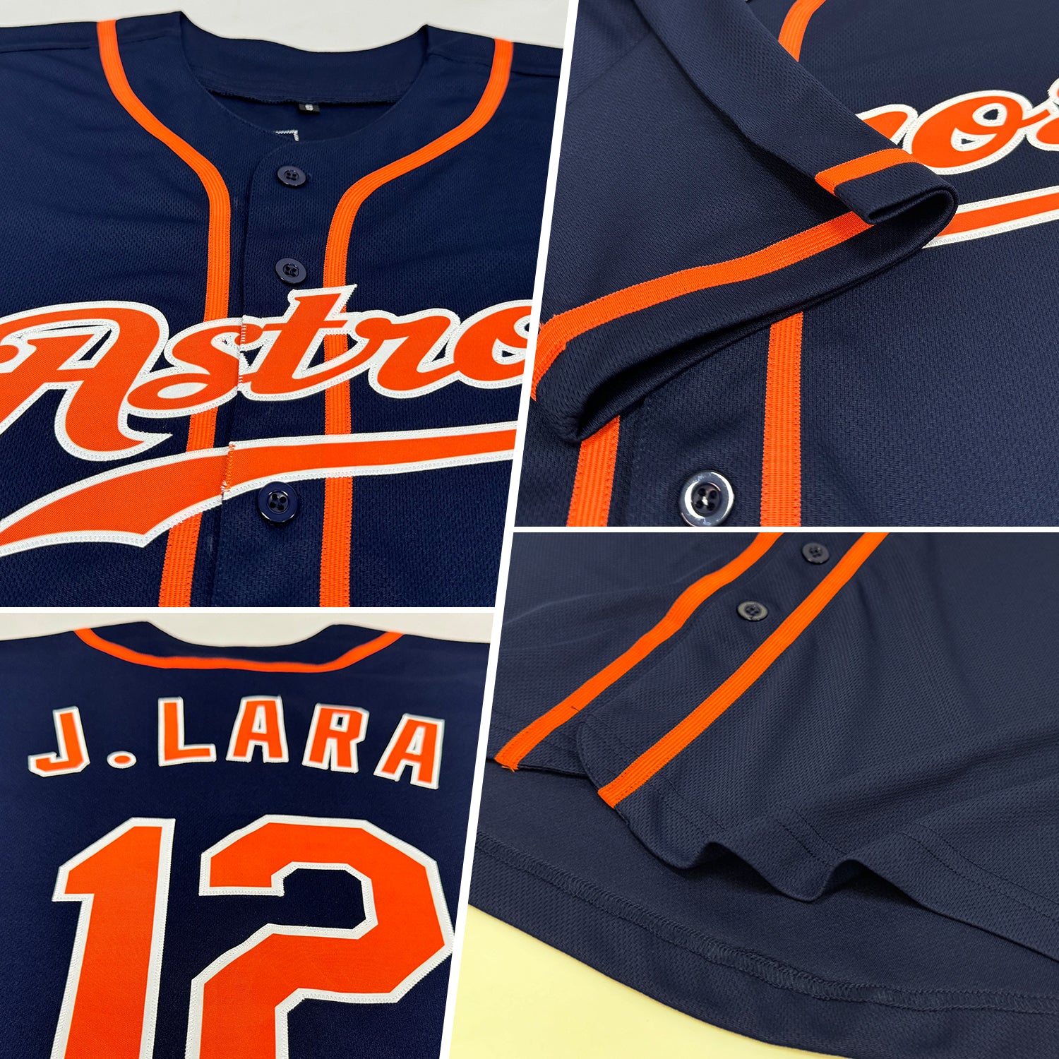 Custom Navy Orange-White Authentic Baseball Jersey - Image 2