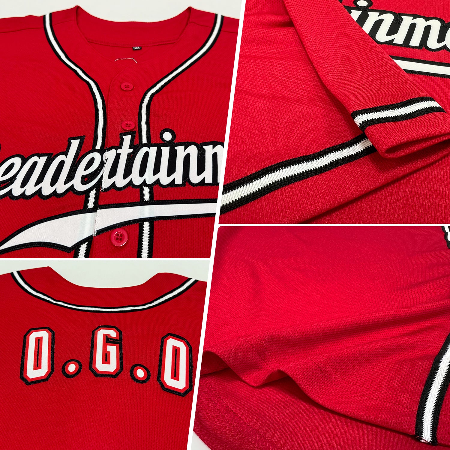 Custom Red White-Black Authentic Baseball Jersey - Image 2