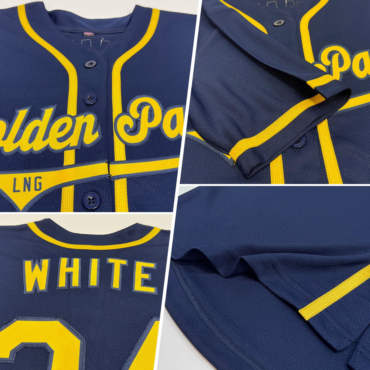 Custom Navy Gold Authentic Baseball Jersey - Image 2