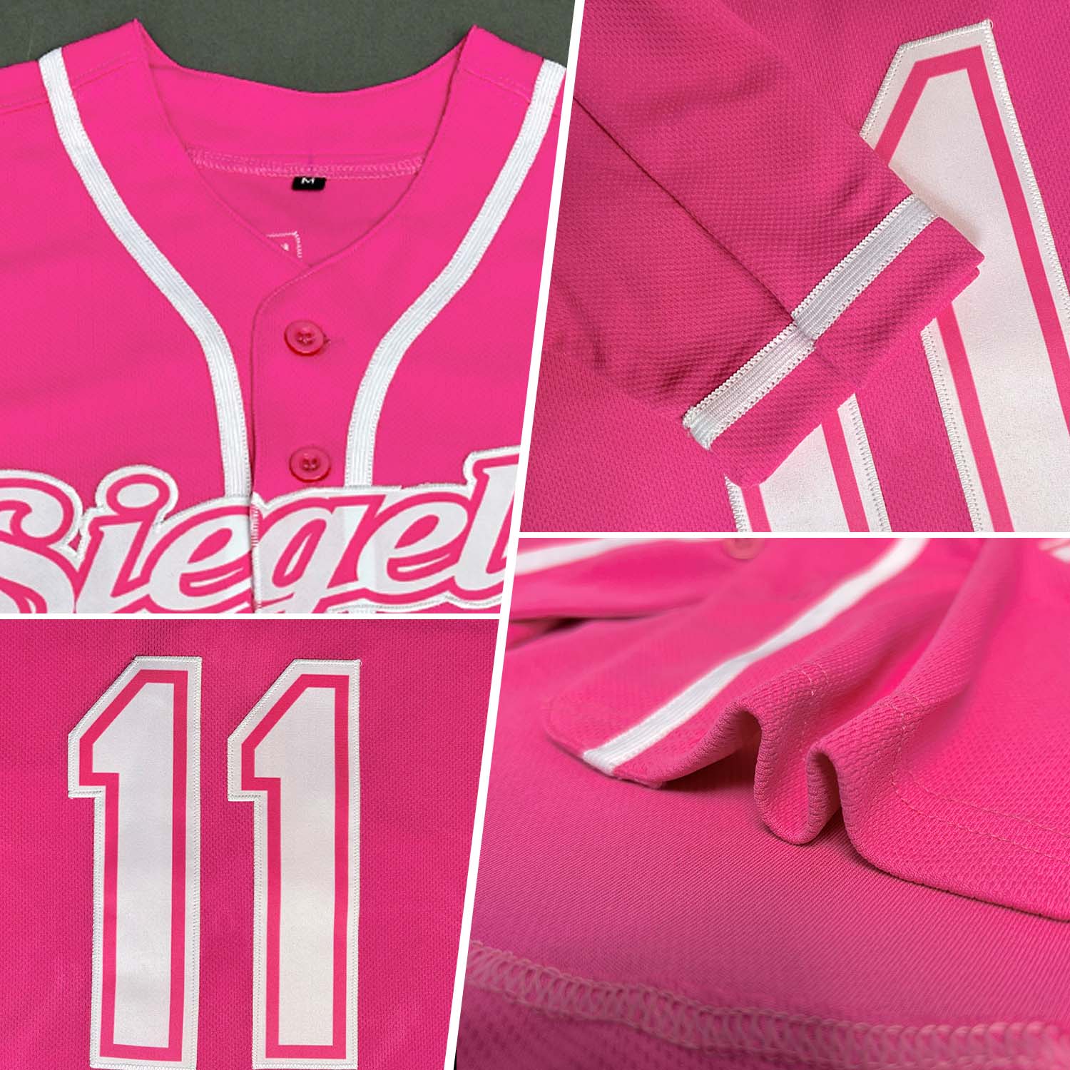 Custom Pink White Authentic Baseball Jersey - Image 2