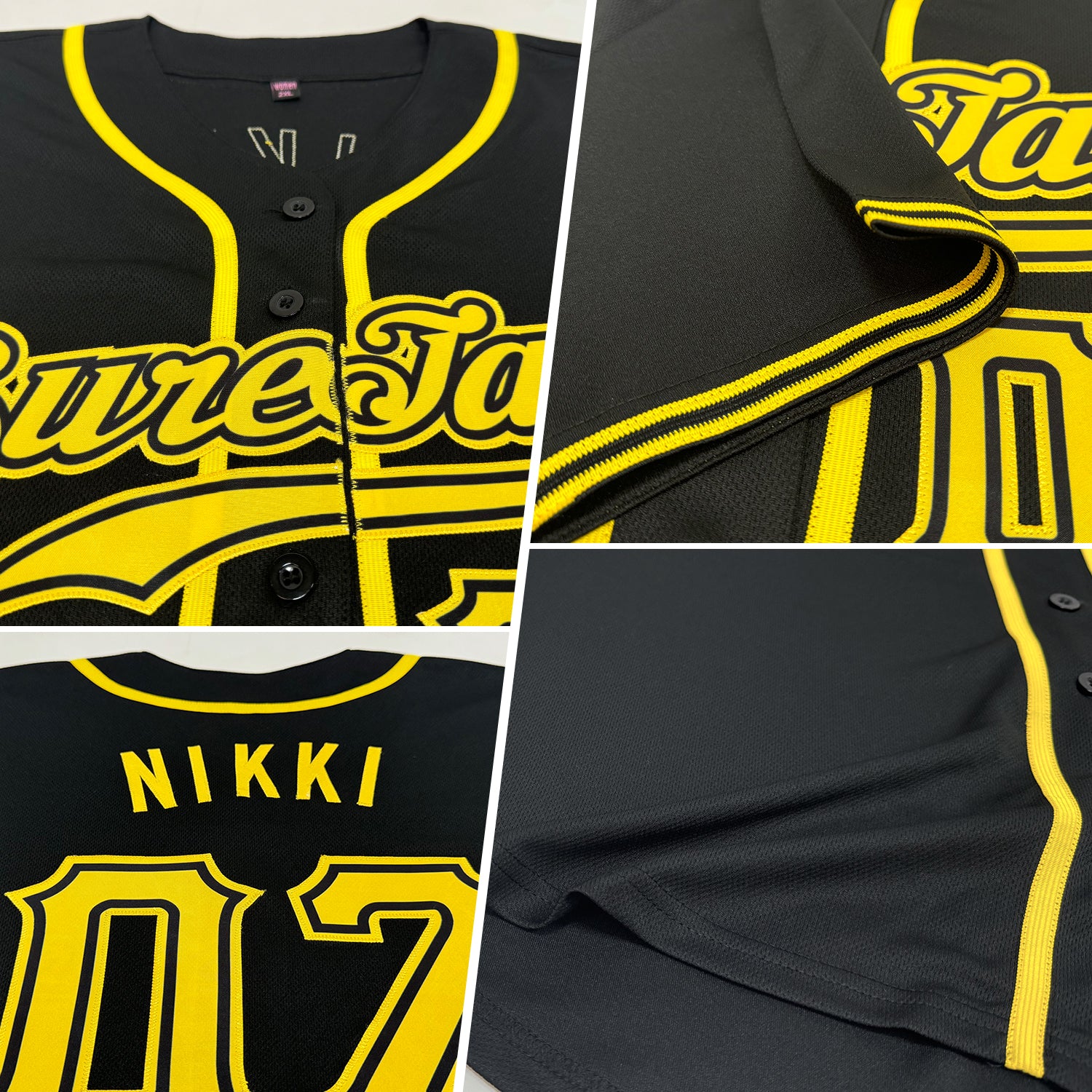 Custom Black Gold Authentic Baseball Jersey - Image 2