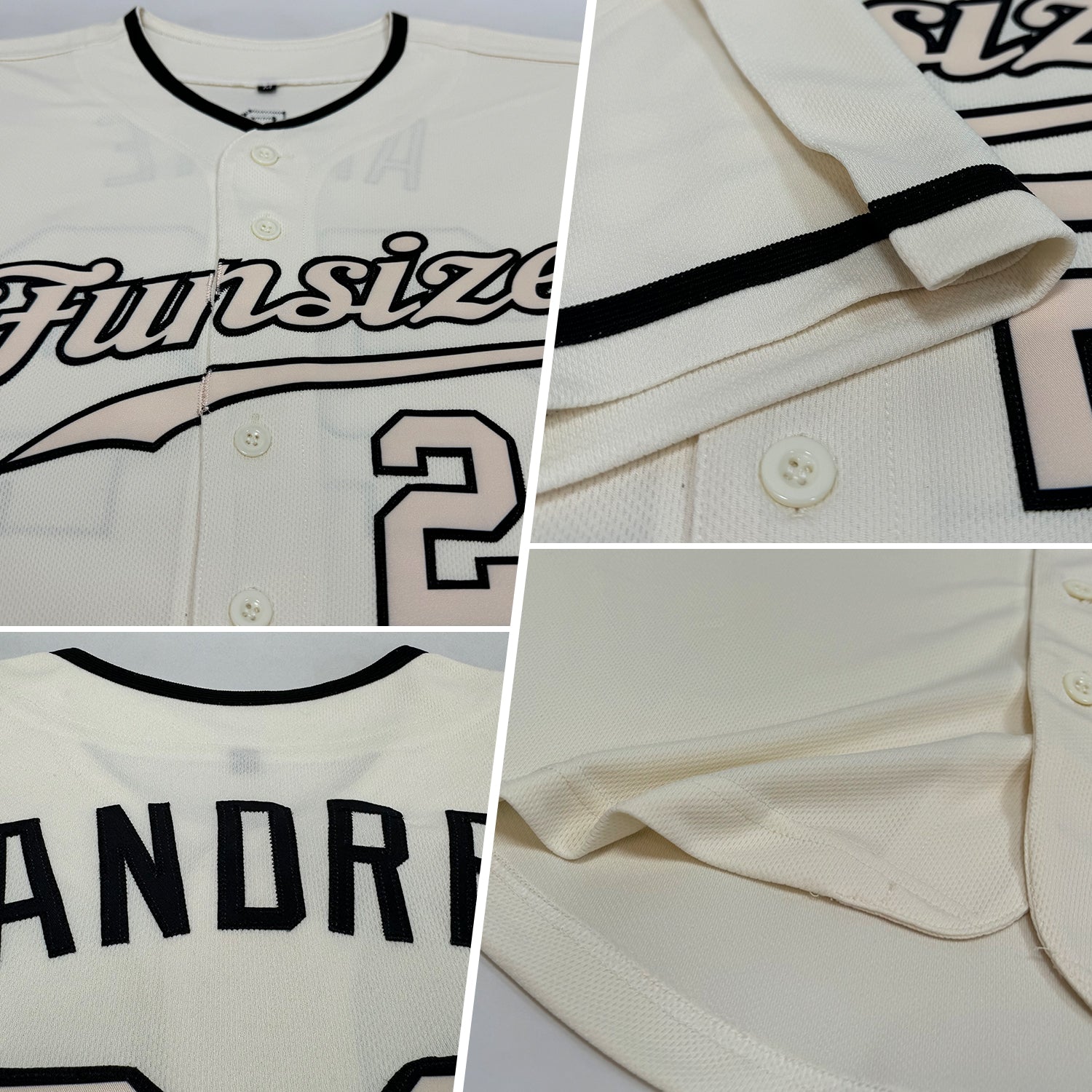 Custom Cream Cream-Black Authentic Baseball Jersey - Image 2