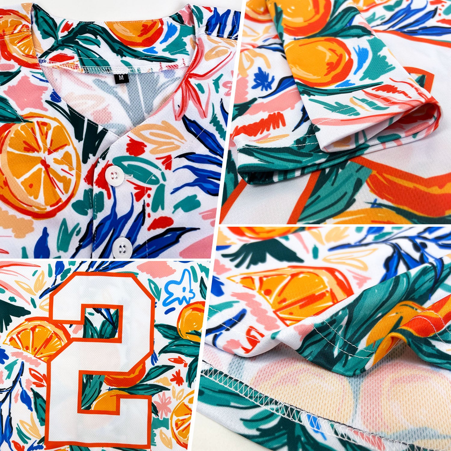Custom White Orange 3D Pattern Design Fruit Authentic Baseball Jersey - Image 2
