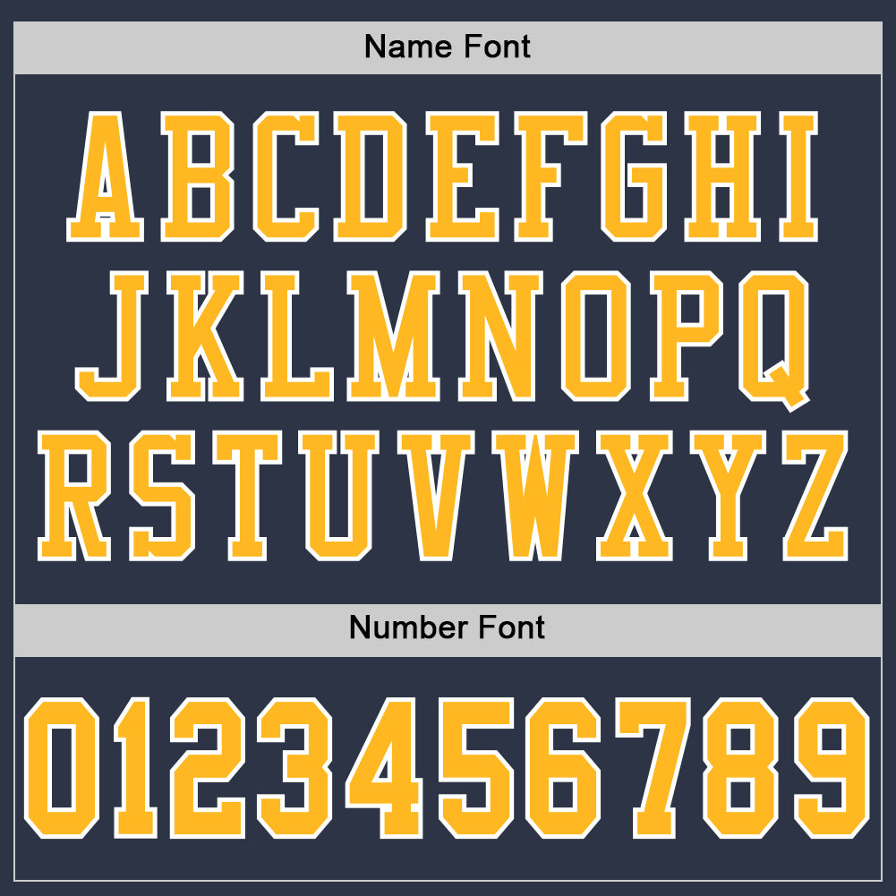 Custom Navy Gold-White Mesh Authentic Football Jersey - Image 4