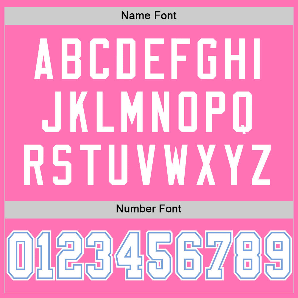 Custom Pink White-Light Blue Mesh Authentic Football Jersey - Image 4