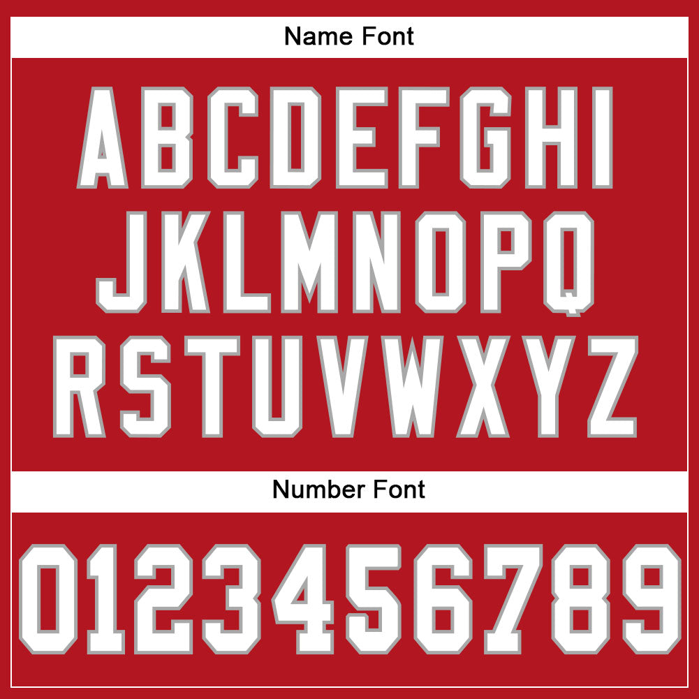 Custom Red White-Gray Mesh Authentic Football Jersey - Image 4