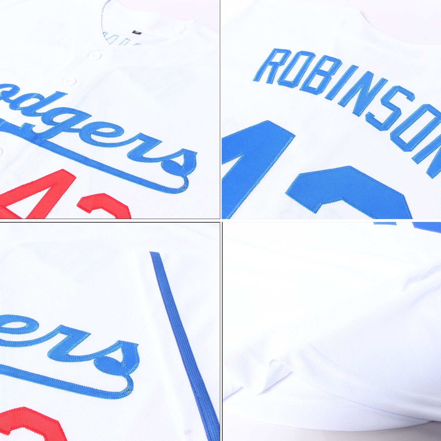 Custom White Royal-Red Authentic Baseball Jersey - Image 6
