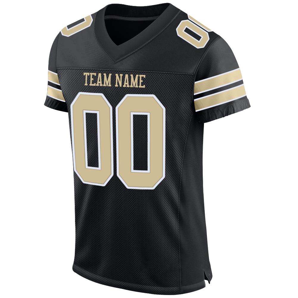 Custom Black Vegas Gold-White Mesh Authentic Football Jersey - Image 2