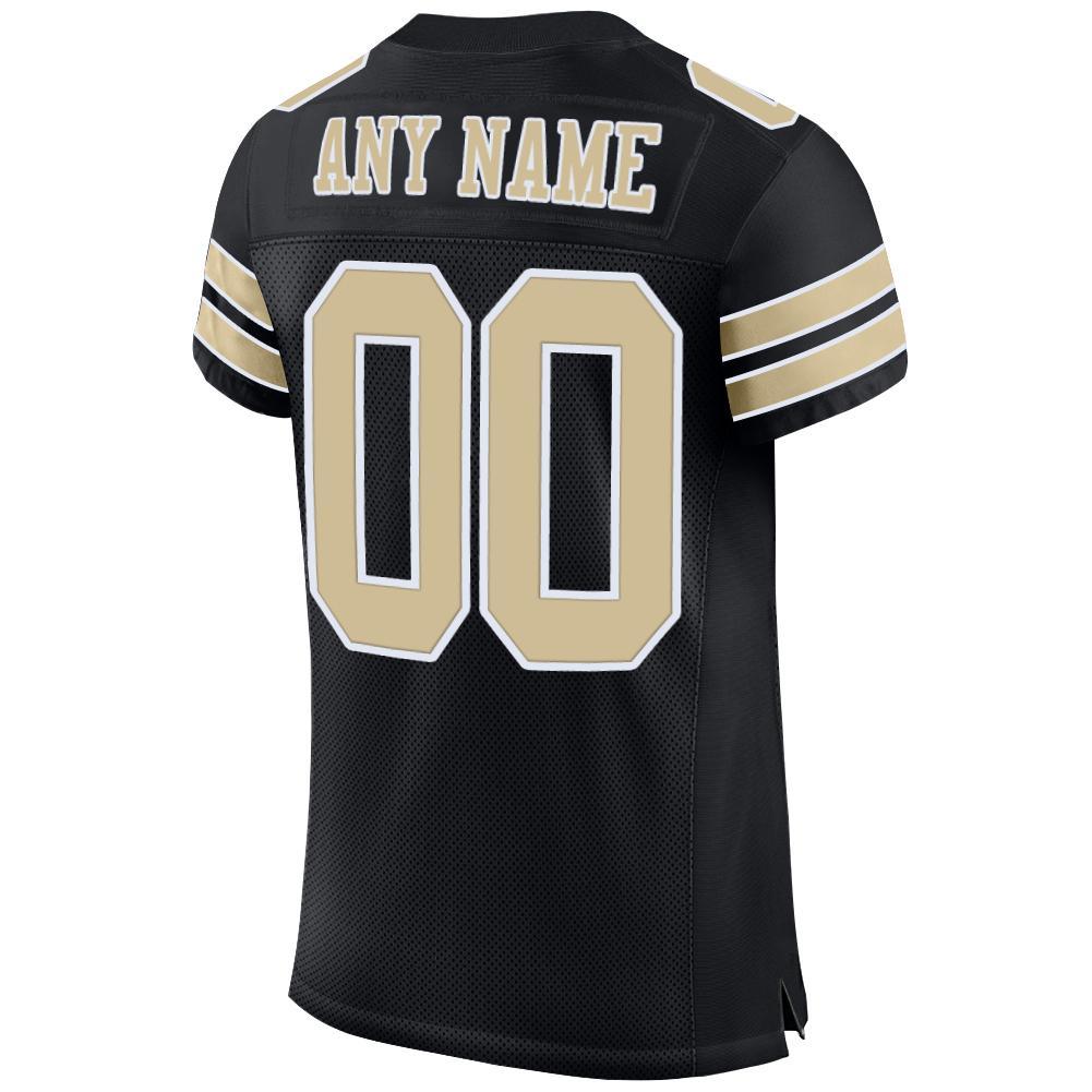 Custom Black Vegas Gold-White Mesh Authentic Football Jersey - Image 3