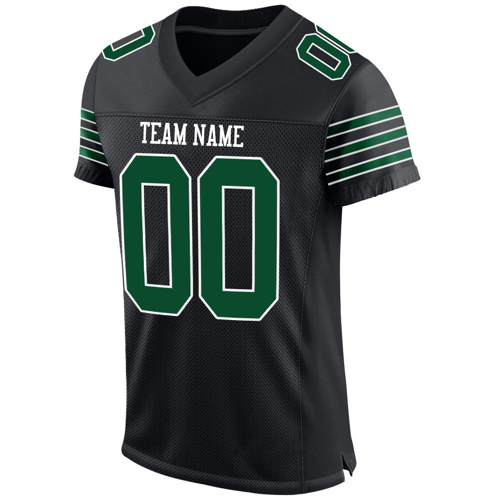 Custom Black Grass Green-White Mesh Authentic Football Jersey - Image 2
