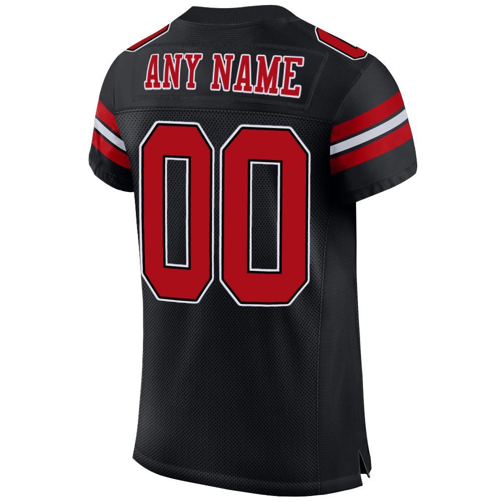 Custom Black Red-White Mesh Authentic Football Jersey - Image 4