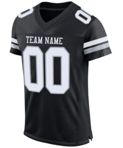 Alternative view of Custom Black White-Silver Mesh Authentic Football Jersey