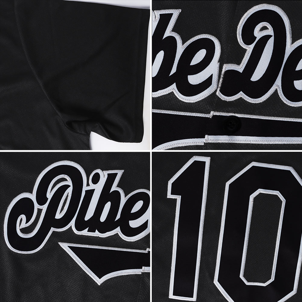 Custom Black Black-Gray Authentic Baseball Jersey - Image 6