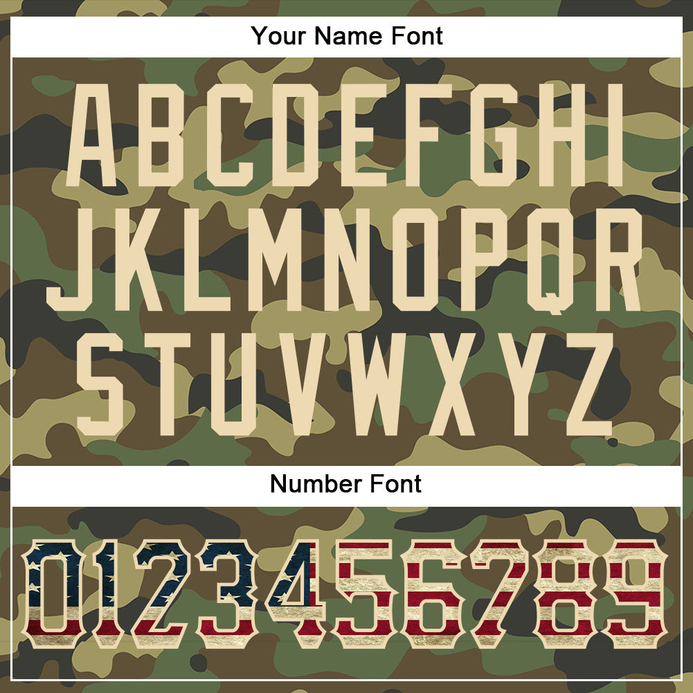 Custom Camo Vintage USA Flag-Cream Authentic Salute To Service Baseball Jersey - Image 6