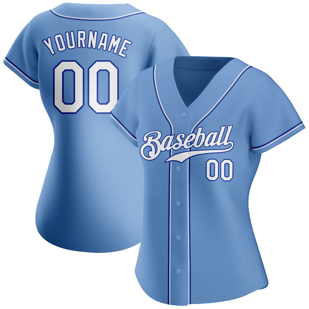 Custom Light Blue White-Royal Authentic Baseball Jersey - Image 2