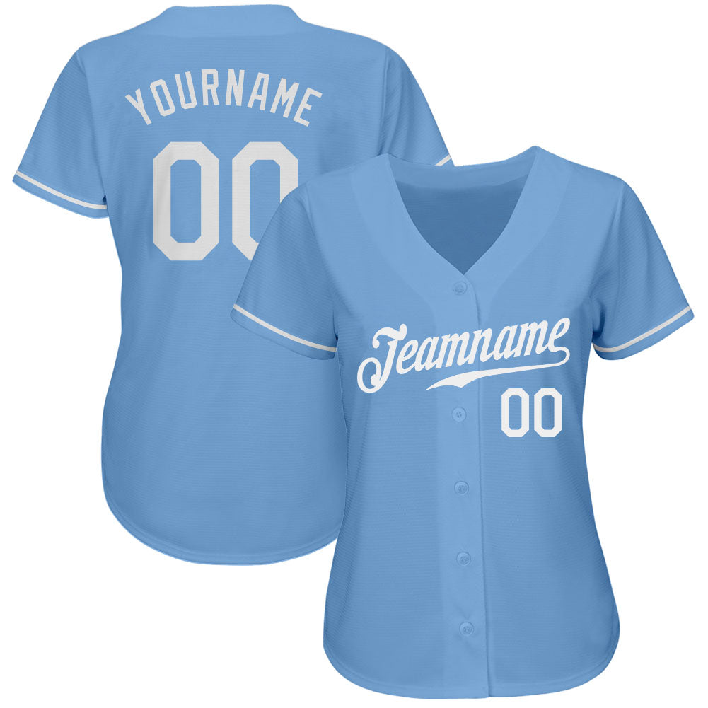 Custom Light Blue White Authentic Baseball Jersey - Image 3