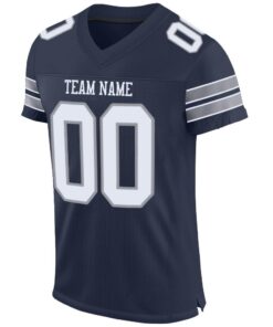 Alternative view of Custom Navy White-Light Gray Mesh Authentic Football Jersey