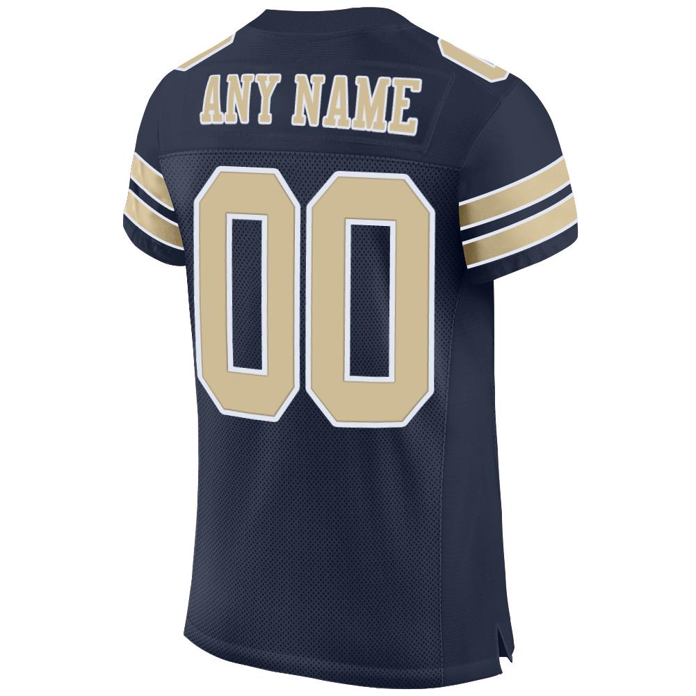 Custom Navy Vegas Gold-White Mesh Authentic Football Jersey - Image 3
