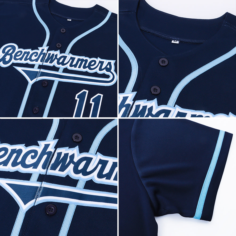 Custom Navy Navy-Powder Blue Authentic Baseball Jersey - Image 6