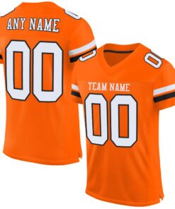 Custom Orange White-Black Mesh Authentic Football Jersey