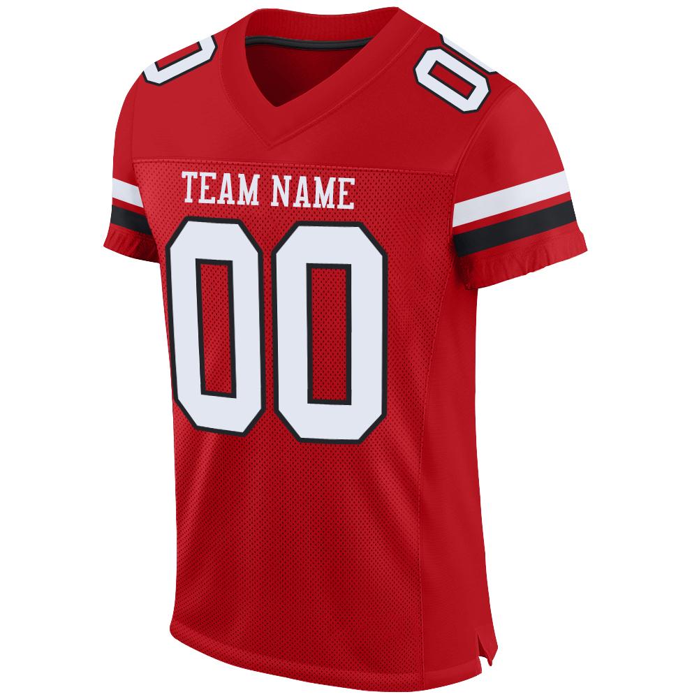 Custom Red White-Black Mesh Authentic Football Jersey - Image 3
