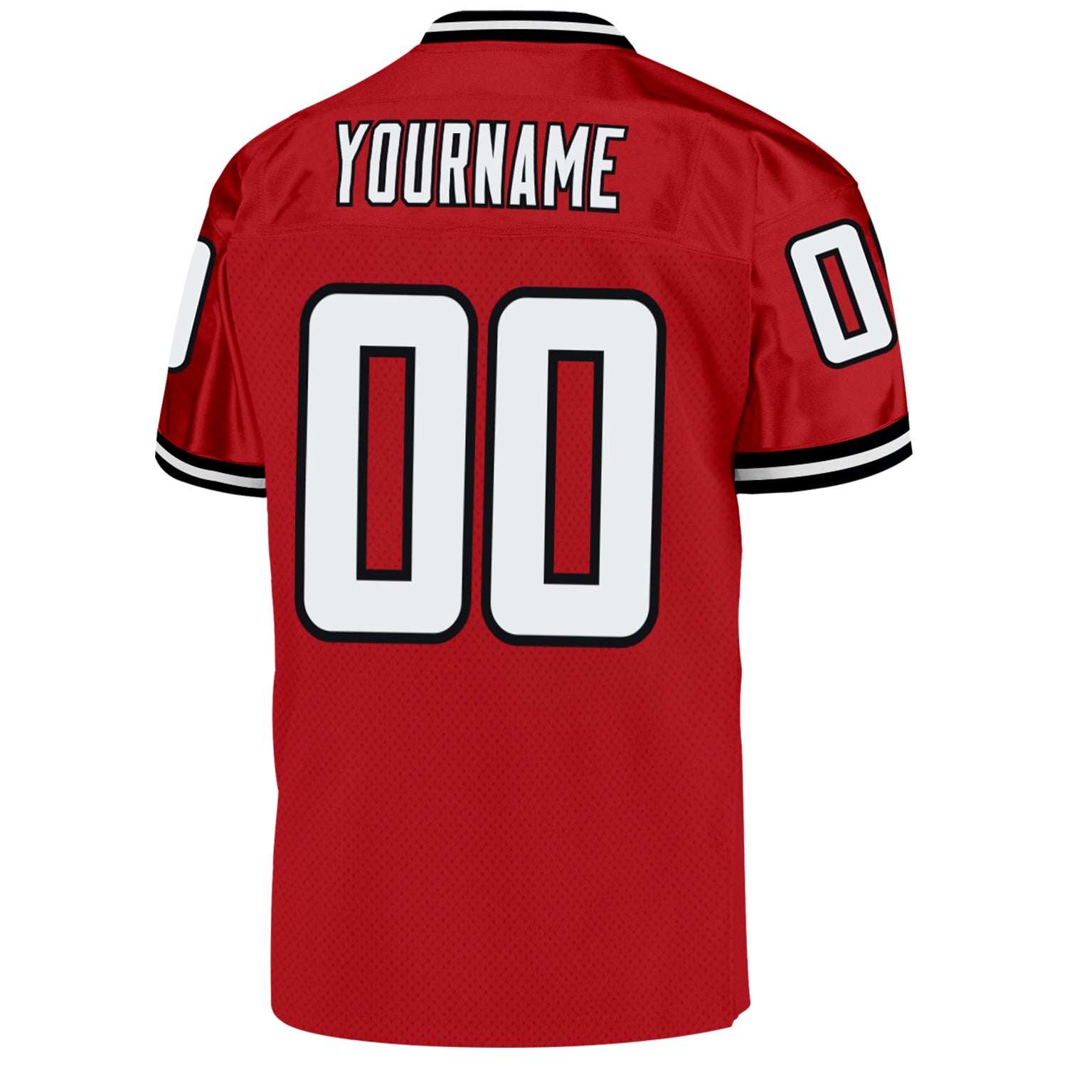Custom Red White-Black Mesh Authentic Throwback Football Jersey - Image 3