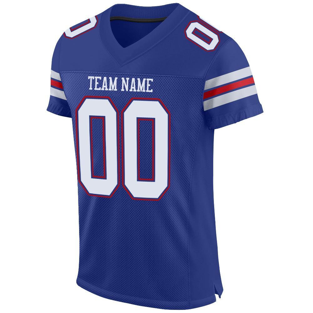 Custom Royal White-Red Mesh Authentic Football Jersey - Image 2