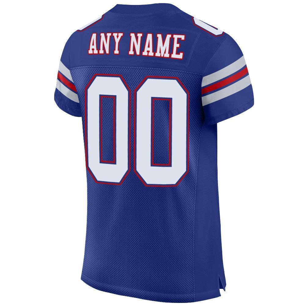 Custom Royal White-Red Mesh Authentic Football Jersey - Image 3
