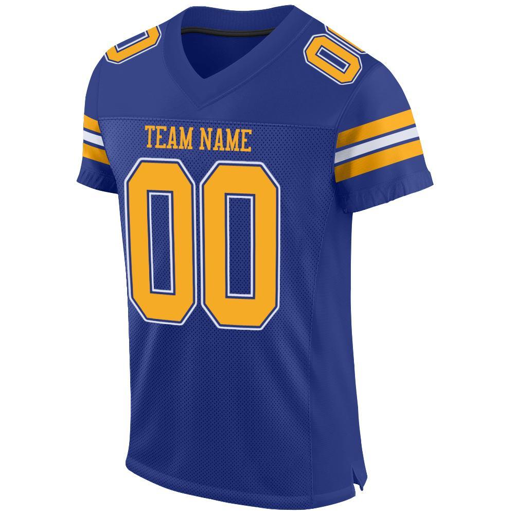 Custom Royal Gold-White Mesh Authentic Football Jersey - Image 2