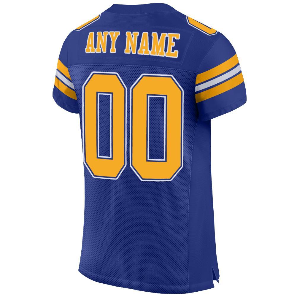 Custom Royal Gold-White Mesh Authentic Football Jersey - Image 3