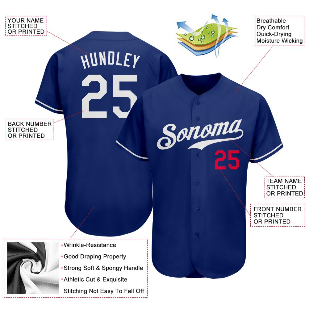 Custom Royal White-Red Authentic Baseball Jersey - Image 4