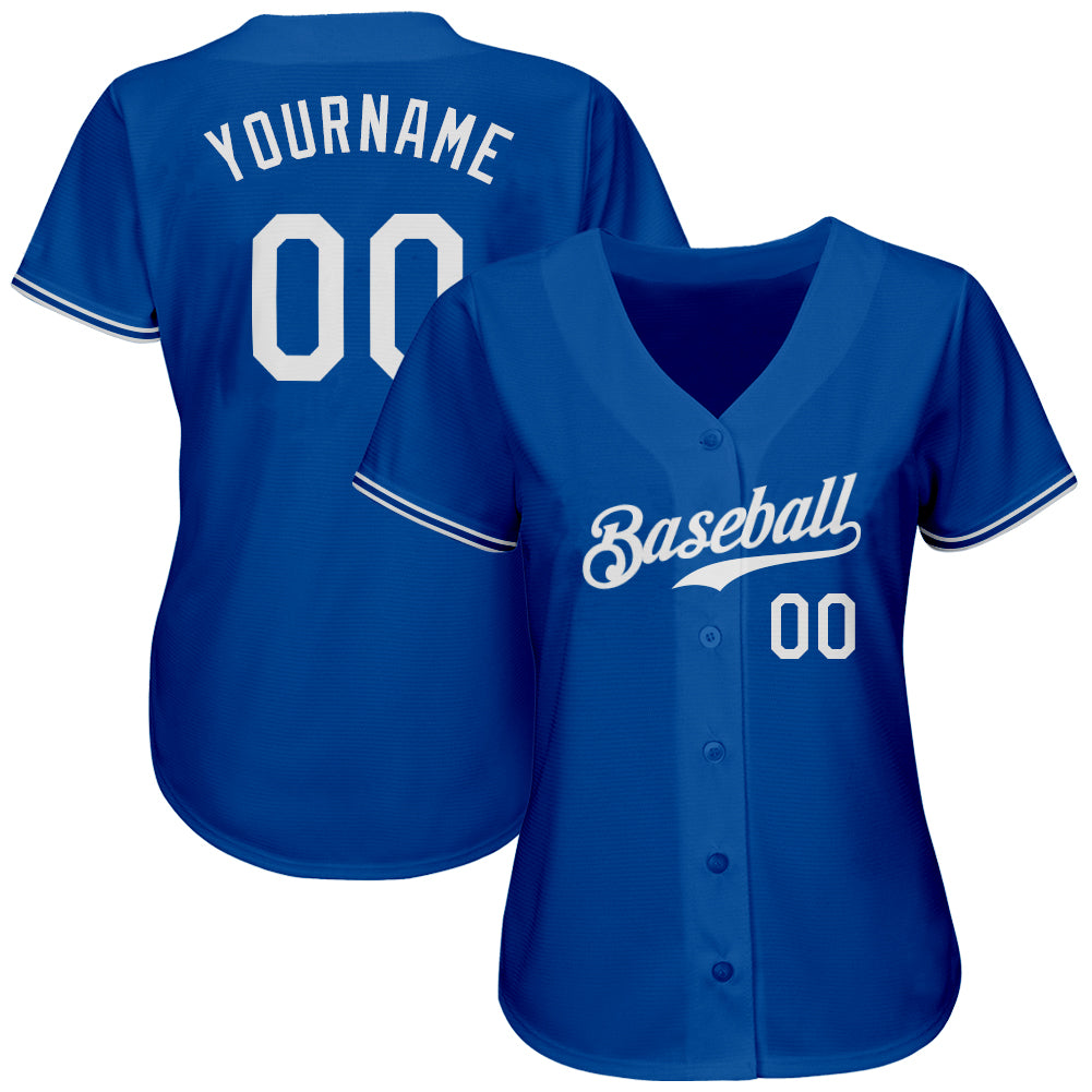 Custom Royal White Authentic Baseball Jersey - Image 2