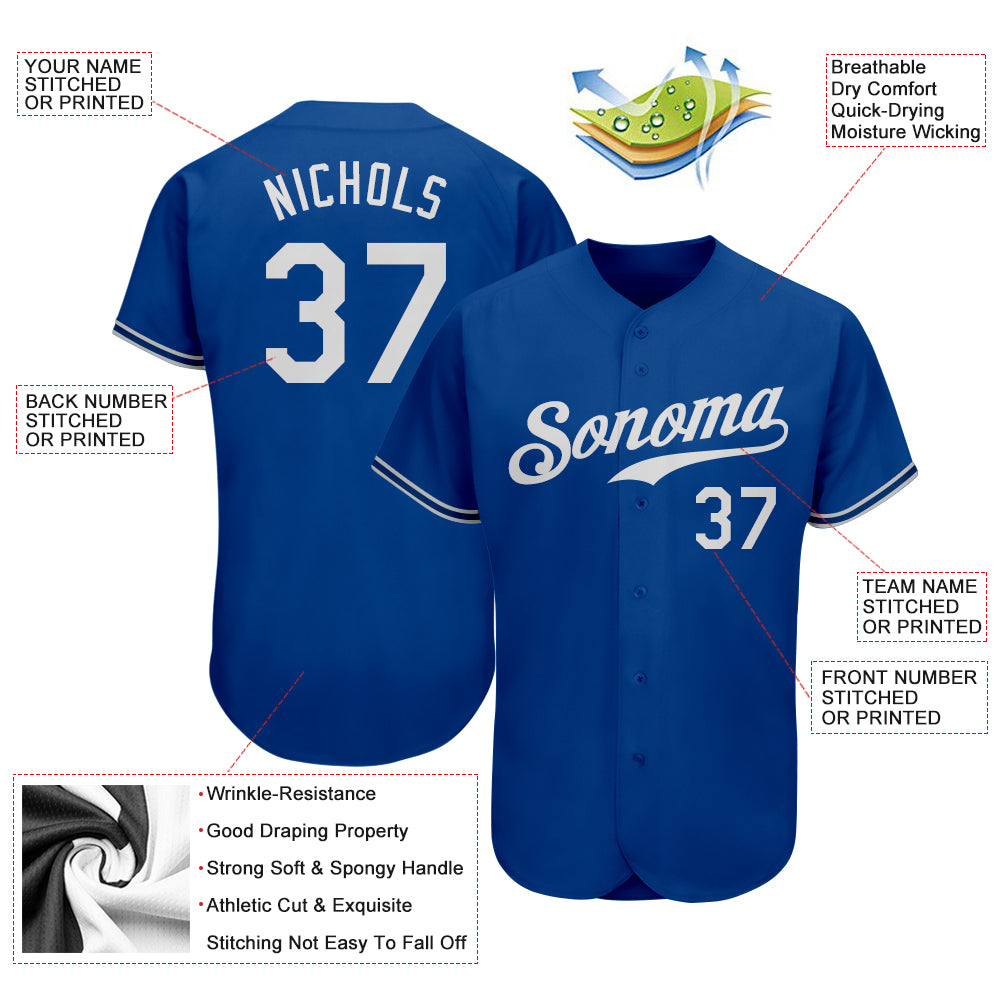 Custom Royal White Authentic Baseball Jersey - Image 3