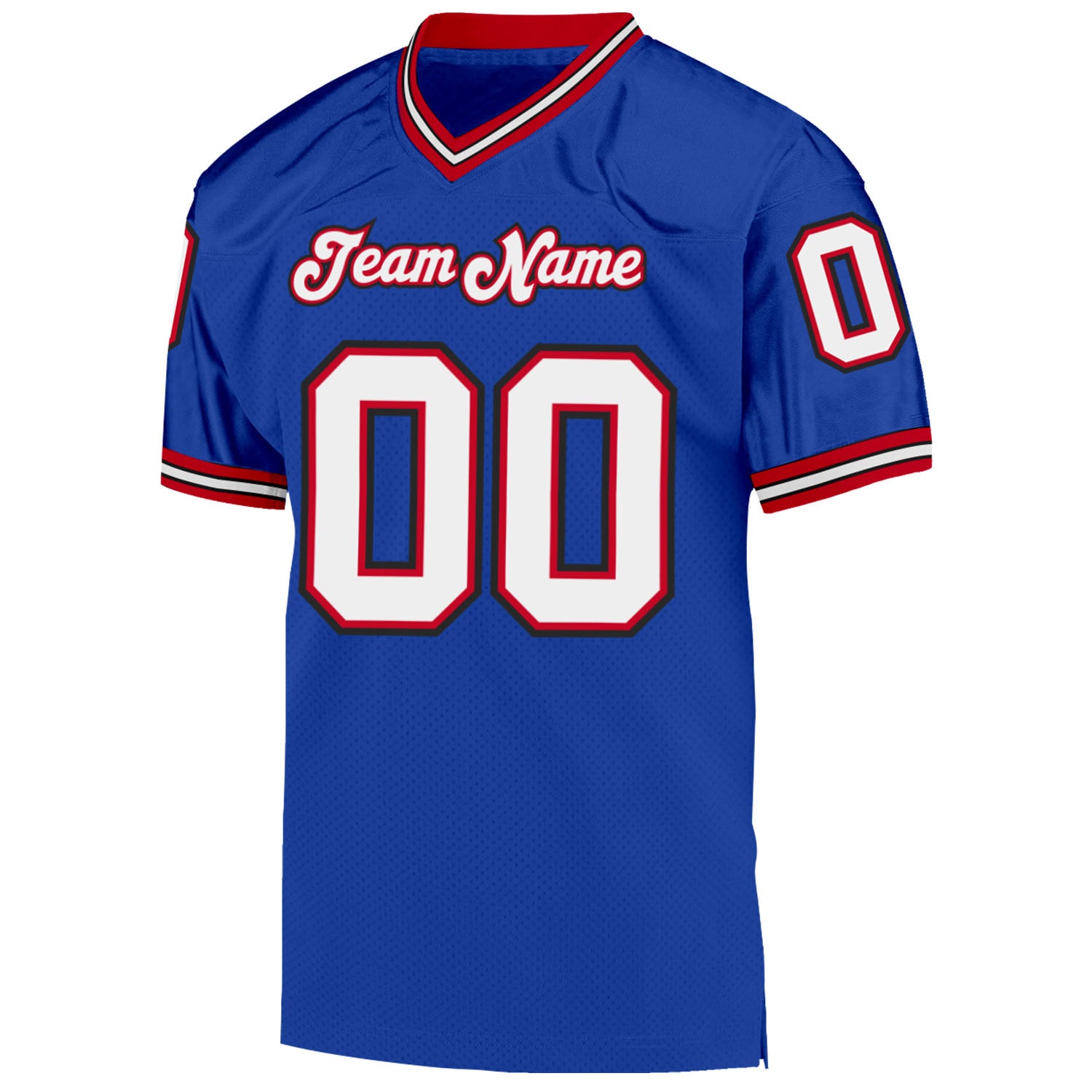 Custom Royal White-Red Mesh Authentic Throwback Football Jersey - Image 2