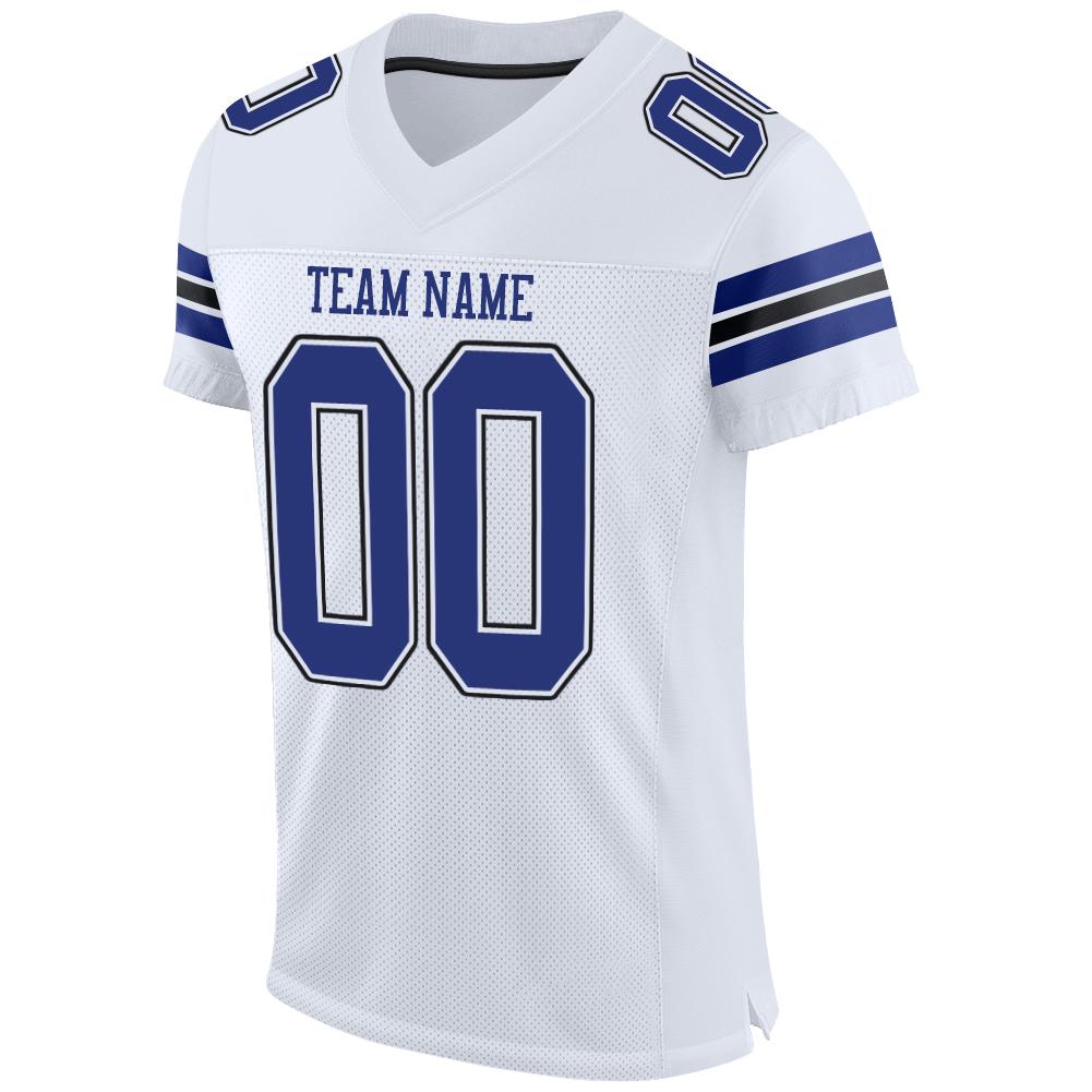 Custom White Royal-Black Mesh Authentic Football Jersey - Image 2